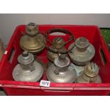 6 oil lamps including Duplex and Aladdin