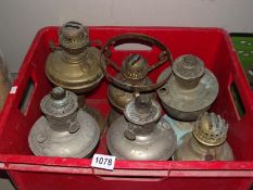 6 oil lamps including Duplex and Aladdin