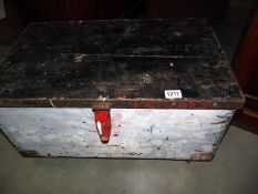 An antique pine tool chest 67cm x 40cm x 35cm COLLECT ONLY