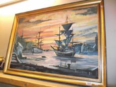 Nautical oil on board Williams C, width 101cm, height 71cm COLLECT ONLY