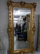 A tall gilt framed bevel edged mirror, 220 x 122 cm, COLLECT ONLY.