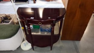 A dark wood stained hall table with single drawer COLLECT ONLY