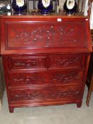 A heavy mahogany bureau, COLLECT ONLY.