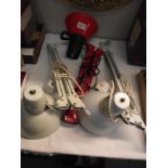 3 table mounted anglepoise lamps (2 missing clamps)