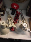 3 table mounted anglepoise lamps (2 missing clamps)