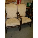 A pair of 1930's hall chairs, COLLECT ONLY.