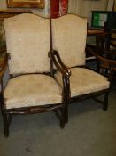 A pair of 1930's hall chairs, COLLECT ONLY.