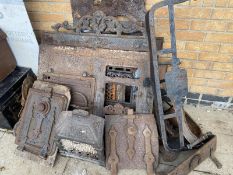 A collection of heavy metal fireplace related items