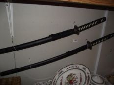 2 decorative ornamental Japanese style swords COLLECT ONLY