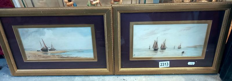 A pair of framed and glazed seascape watercolours.