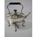 A silver plate John Bagshaw & Son, Liverpool kettle on stand.