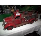 A large pressed steel fibre glass model of a 1930's American fire engine length 50cm