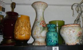 A jardiniere on stand, vases and lamp base, COLLECT ONLY.