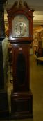 A mahogany inlaid spring wind long case clock, COLLECT ONLY.