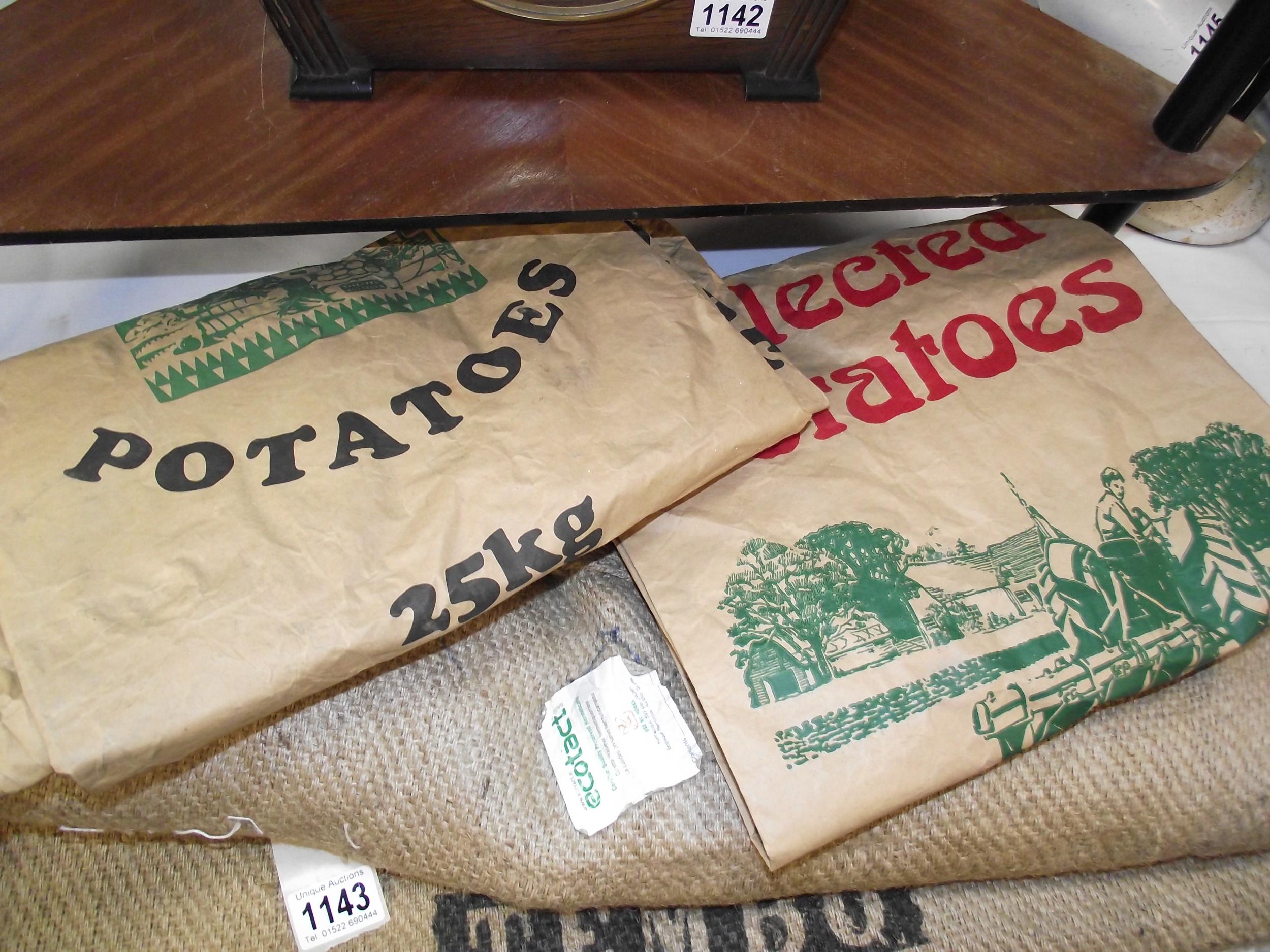 A vintage advertising coffee sack for Tembo coffee company and 2 potato bags - Image 2 of 2