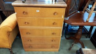 A 1970's bedroom chest of drawers with replacement top, COLLECT ONLY