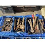 3 crates of tools including axes, mallet etc