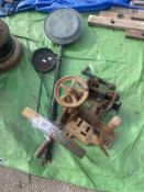 Part of a bench engineerers tool for spares and repairs, warming pan etc