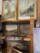 3 shelves of watercolourd and prints including early Venice scenes