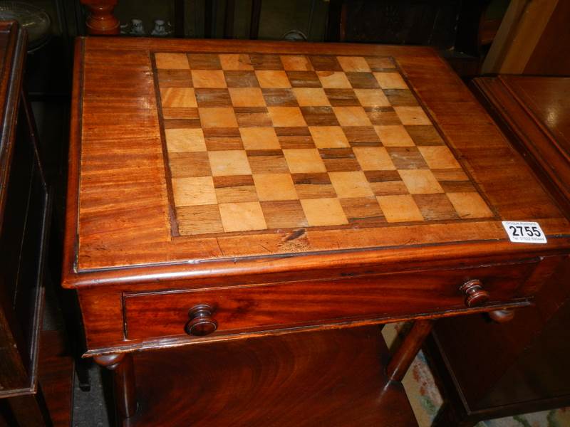 A Victorian mahogany games table with chess board top, COLLECT ONLY. - Image 2 of 2