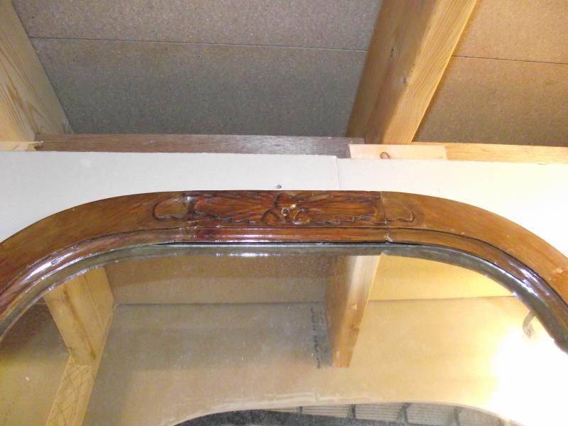 An oak over mantle mirror with acorn and leaf carvings in 3 places 76cm x 76cm, total width 92cm - Image 3 of 3