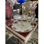 A boxed Royal Albert Old Country Roses two tier cake stand