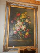 A gilt framed painting of a floral arrangement, COLLECT ONLY.