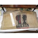 A vintage advertising coffee sack for Tembo coffee company and 2 potato bags