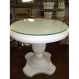 A glass top white painted side table, COLLECT ONLY