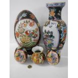 A mixed lot of oriental vases etc.,