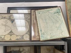 4 framed and glazed maps including Lincolnshire