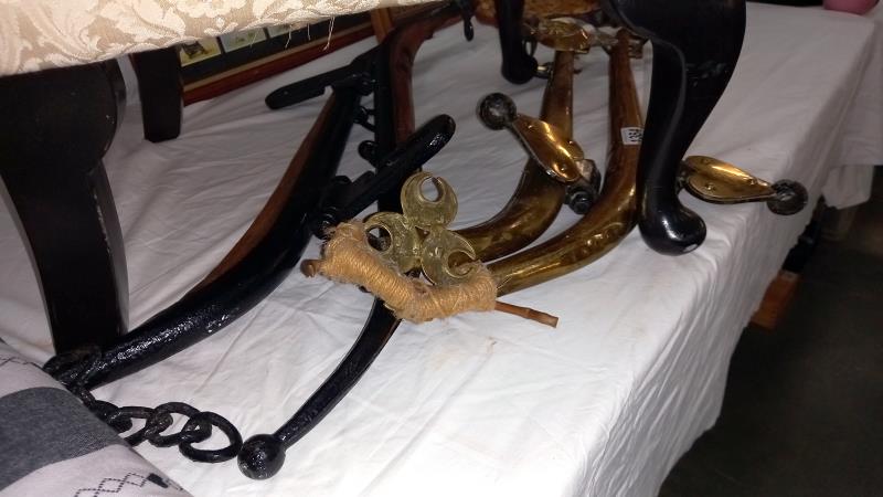 A pair of Victorian solid brass horse hames and an iron and wooden set COLLECT ONLY - Image 2 of 2