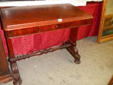 A Victorian mahogany fold over tea table, COLLECT ONLY.