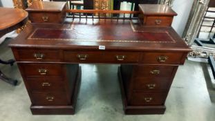 A three piece double pedestal desk with gallery back. COLLECT ONLY.