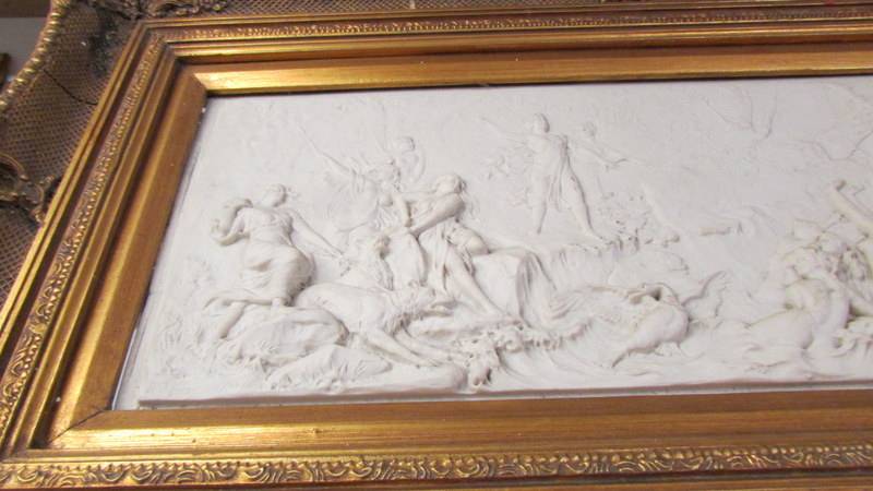 A gilt framed classical scene plaque, COLLECT ONLY. - Image 3 of 3