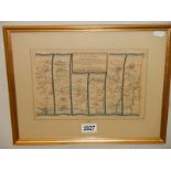 An early framed and glazed road map by Joseph Addison. COLLECT ONLY.
