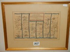 An early framed and glazed road map by Joseph Addison. COLLECT ONLY.