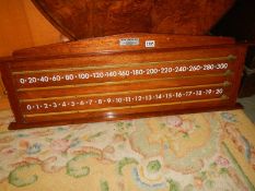 A mid 20th century snooker score board by Leslie Brice & Son, Liskeard. COLLECT ONLY.