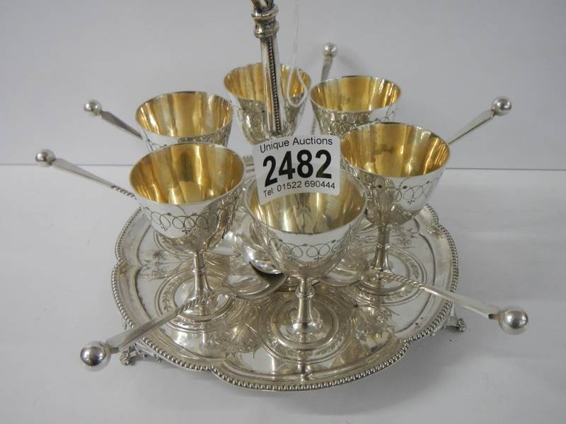 A six piece egg cup stand with spoons. - Image 2 of 2