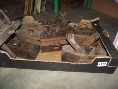 A box of wooden carpenters planes COLLECT ONLY