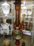 A mid 20th century mahogany inlaid barometer, COLLECT ONLY.