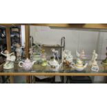 A mixed lot of Victorian figures, later figures including Royal Worcester, miniature teapots etc.,