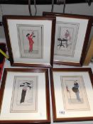 4 framed and glazed Parisian costume prints by Kary H Lasch