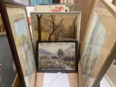 A quantity of oil paintings and watercolours including landsacpes