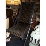 A vintage folding campaign rocking chair painted and re-covered COLLECT ONLY