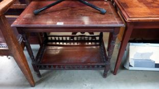 An Edwardian mahogany tea table with under shelf, 47cm x 69cm x 57cm high, COLLECT ONLY
