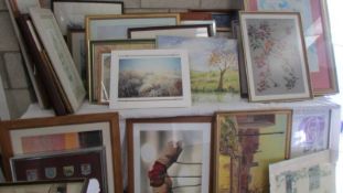 A large collection of prints, watercolours and oil paintings (approx 36)