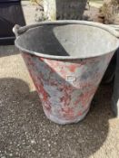 A British Rail metal fire bucket