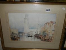 A framed and glazed print entitled "A View of Boston, Lincolnshire" by Joseph Mallard William Turner