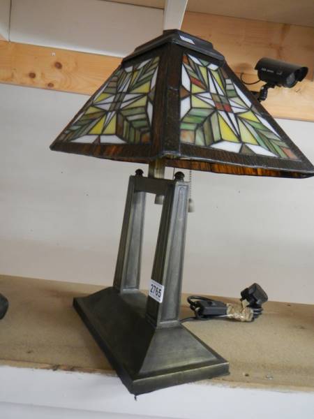 A modern table lamp with Tiffany style glass shade, COLLECT ONLY. - Image 2 of 2